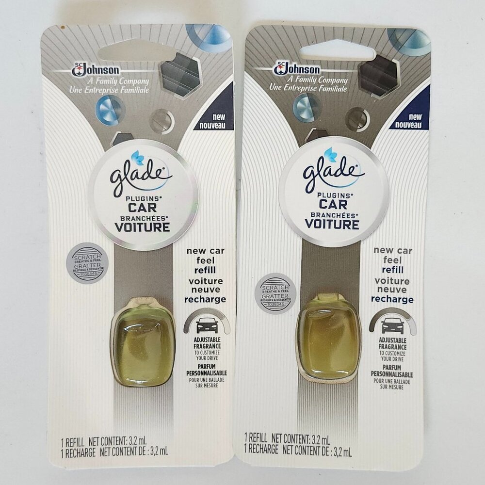 Glade PlugIns Car Air Freshener Refill, New Car Feel, 0.11 fl oz Lot of 2